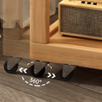 3-Tier Wood Walnut Storage Side Table with Wheels