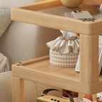 3-Tier Wood Walnut Storage Side Table with Wheels