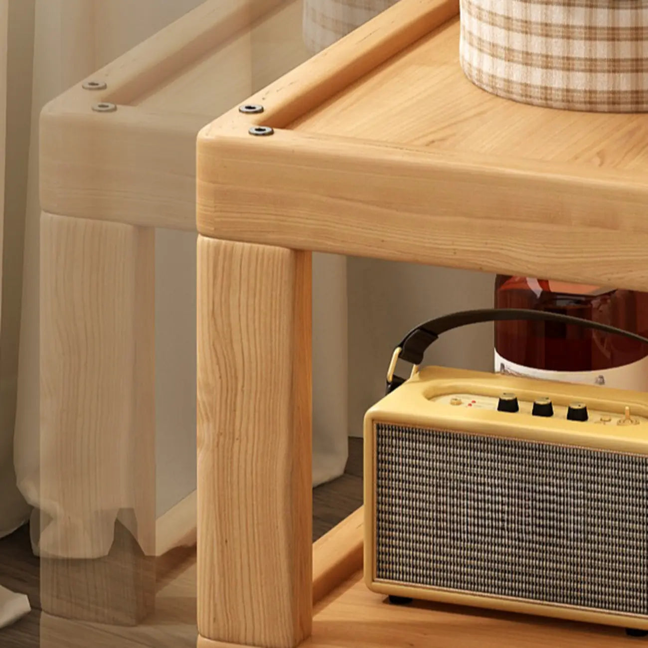 3-Tier Wood Walnut Storage Side Table with Wheels