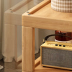3-Tier Wood Walnut Storage Side Table with Wheels