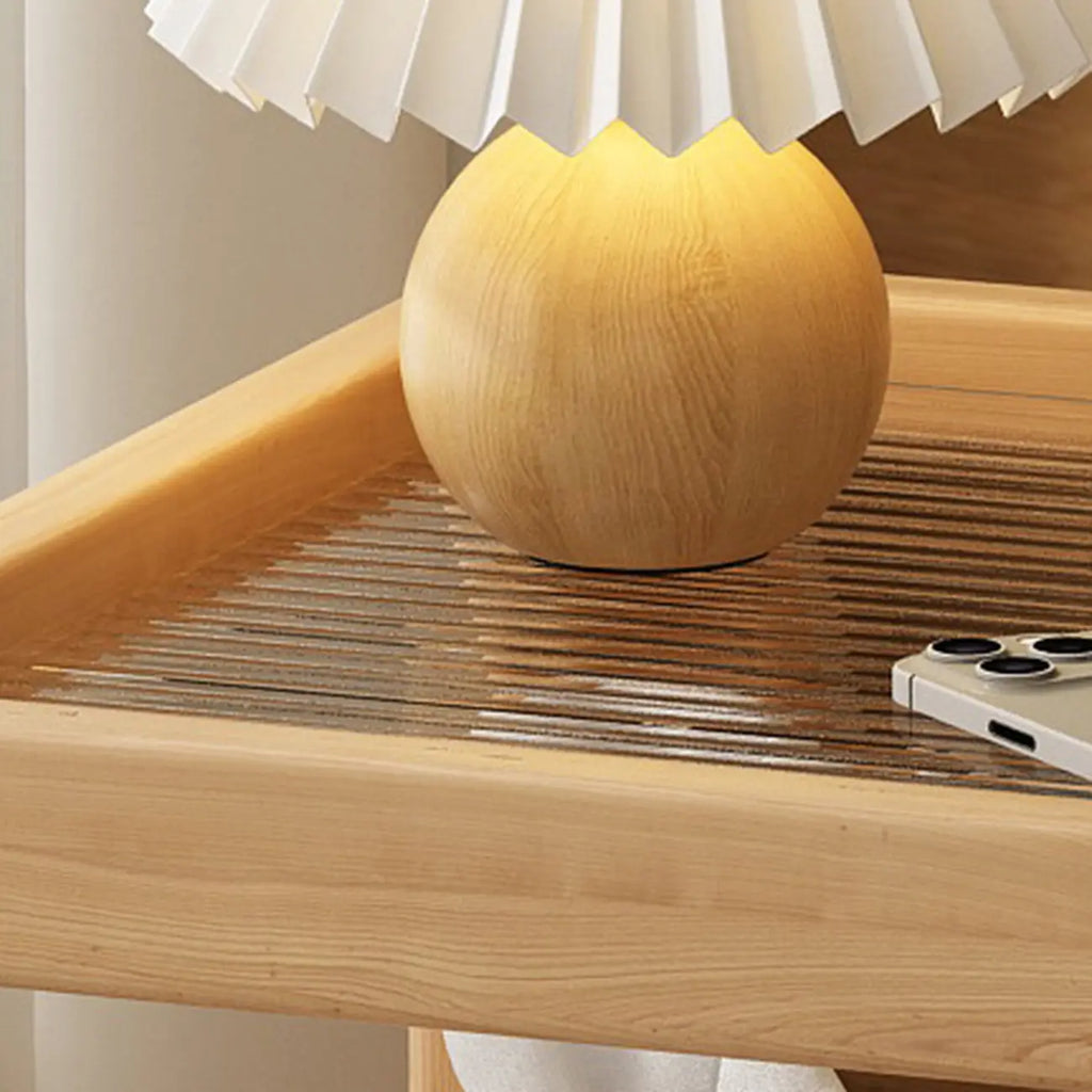 3-Tier Wood Walnut Storage Side Table with Wheels