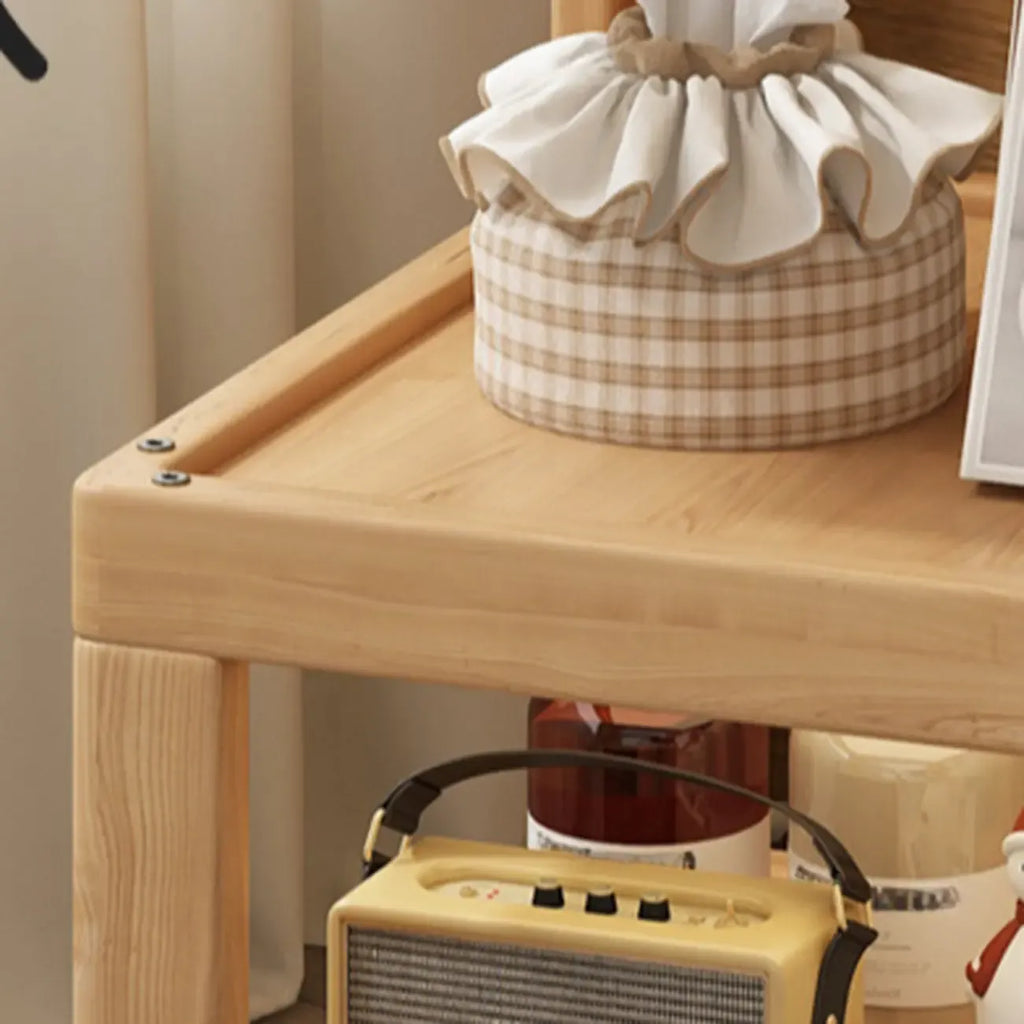 3-Tier Wood Walnut Storage Side Table with Wheels