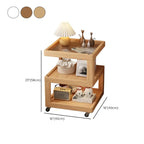 3-Tier Wood Walnut Storage Side Table with Wheels