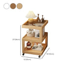 3-Tier Wood Walnut Storage Side Table with Wheels