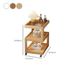 3-Tier Wood Walnut Storage Side Table with Wheels
