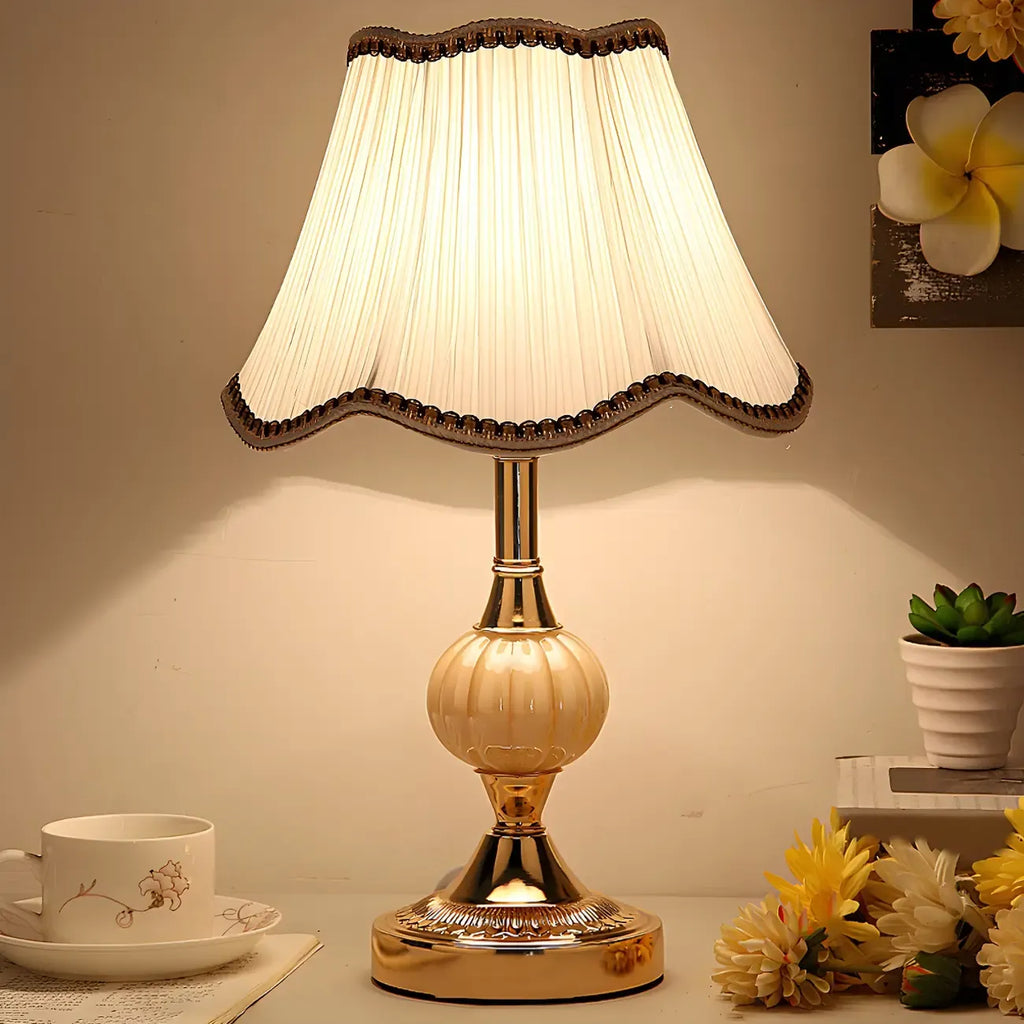 Elegant Classic Metal Table Lamp with Fabric Shade