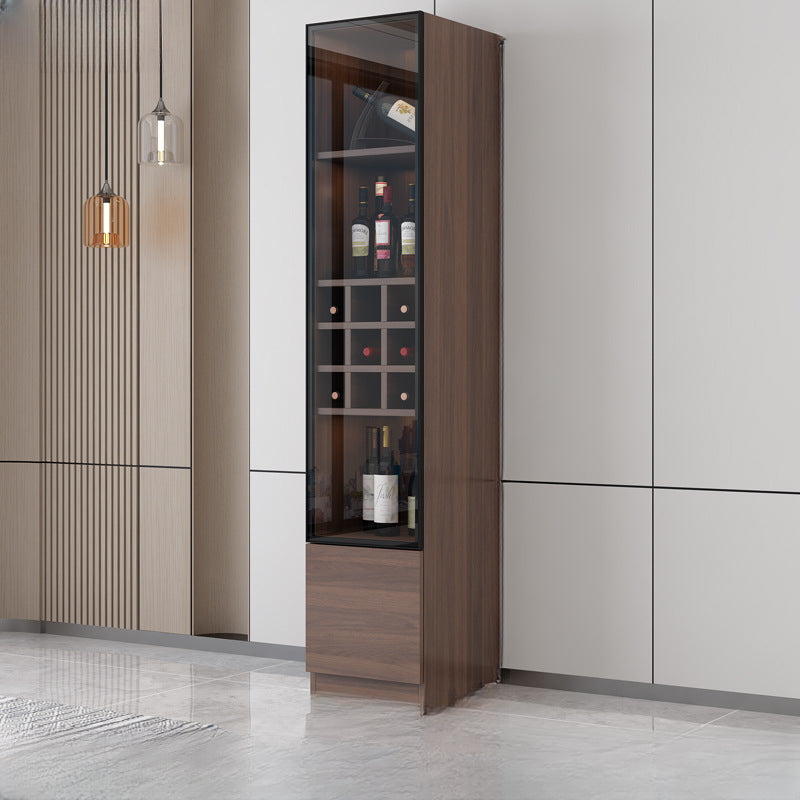 Traditional Wooden Brown Floor Wine Cabinet with Doors