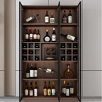 Traditional Wooden Brown Floor Wine Cabinet with Doors