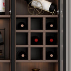 Traditional Wooden Brown Floor Wine Cabinet with Doors