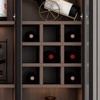 Traditional Wooden Brown Floor Wine Cabinet with Doors