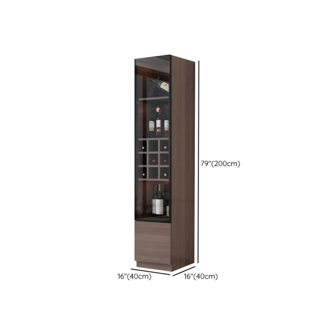 Traditional Wooden Brown Floor Wine Cabinet with Doors