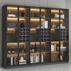 Lighting Modern Freestanding Black Wooden Wine Cabinet