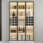 Lighting Modern Freestanding Black Wooden Wine Cabinet