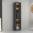 Lighting Modern Freestanding Black Wooden Wine Cabinet