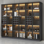 Lighting Modern Freestanding Black Wooden Wine Cabinet