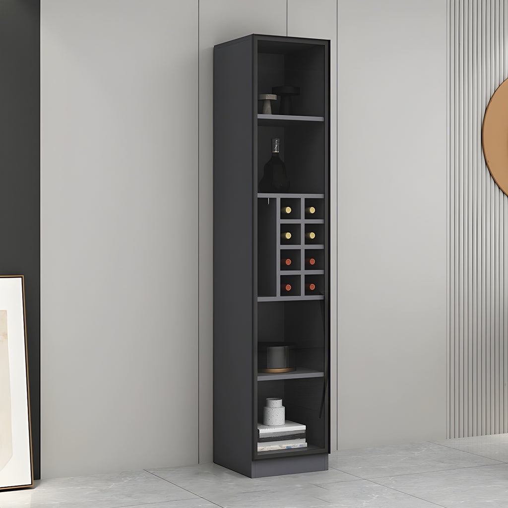 Lighting Modern Freestanding Black Wooden Wine Cabinet