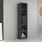Lighting Modern Freestanding Black Wooden Wine Cabinet
