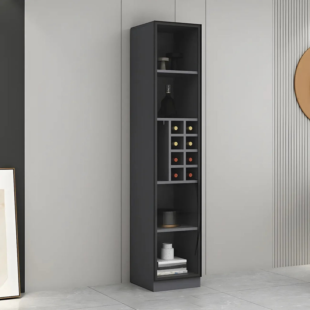 Lighting Modern Freestanding Black Wooden Wine Cabinet