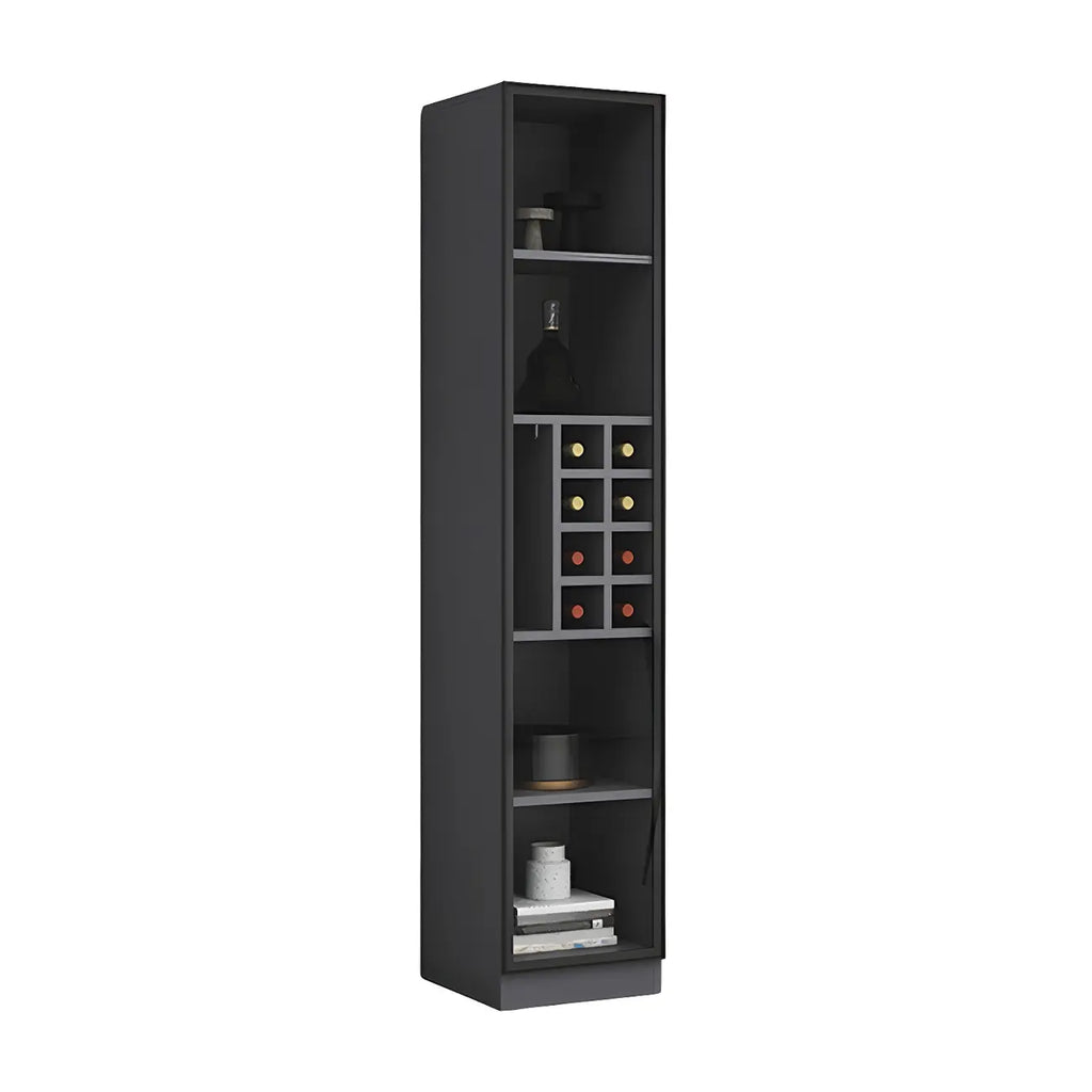 Lighting Modern Freestanding Black Wooden Wine Cabinet