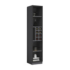 Lighting Modern Freestanding Black Wooden Wine Cabinet