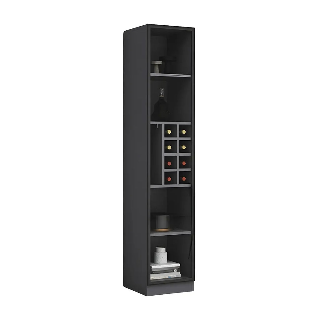 Lighting Modern Freestanding Black Wooden Wine Cabinet