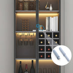 Lighting Modern Freestanding Black Wooden Wine Cabinet