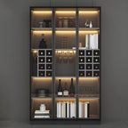 Lighting Modern Freestanding Black Wooden Wine Cabinet