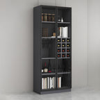 Lighting Modern Freestanding Black Wooden Wine Cabinet
