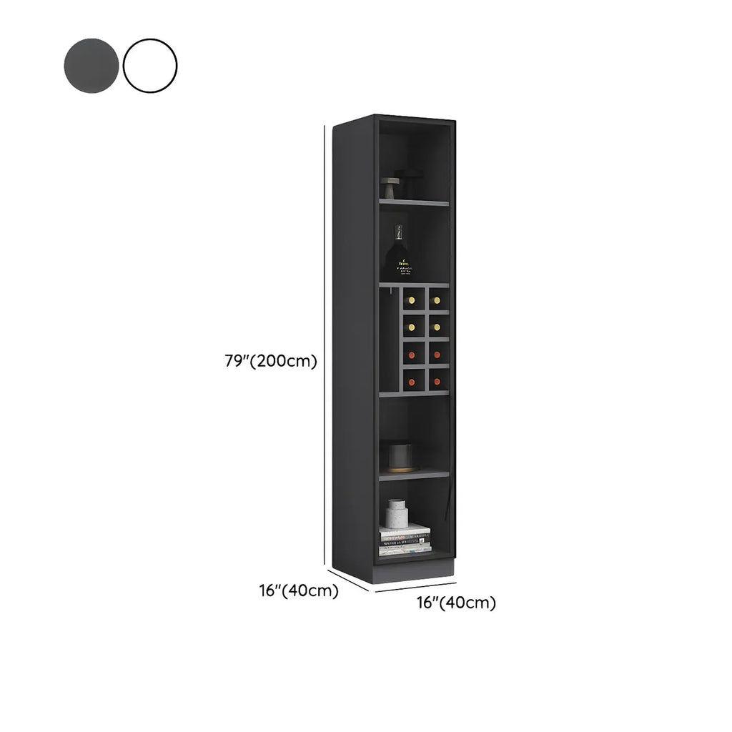 Lighting Modern Freestanding Black Wooden Wine Cabinet