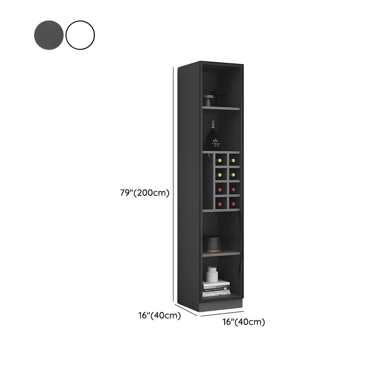 Lighting Modern Freestanding Black Wooden Wine Cabinet