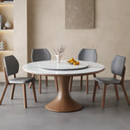Modern white wood rotating round dining table