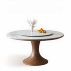 Modern white wood rotating round dining table