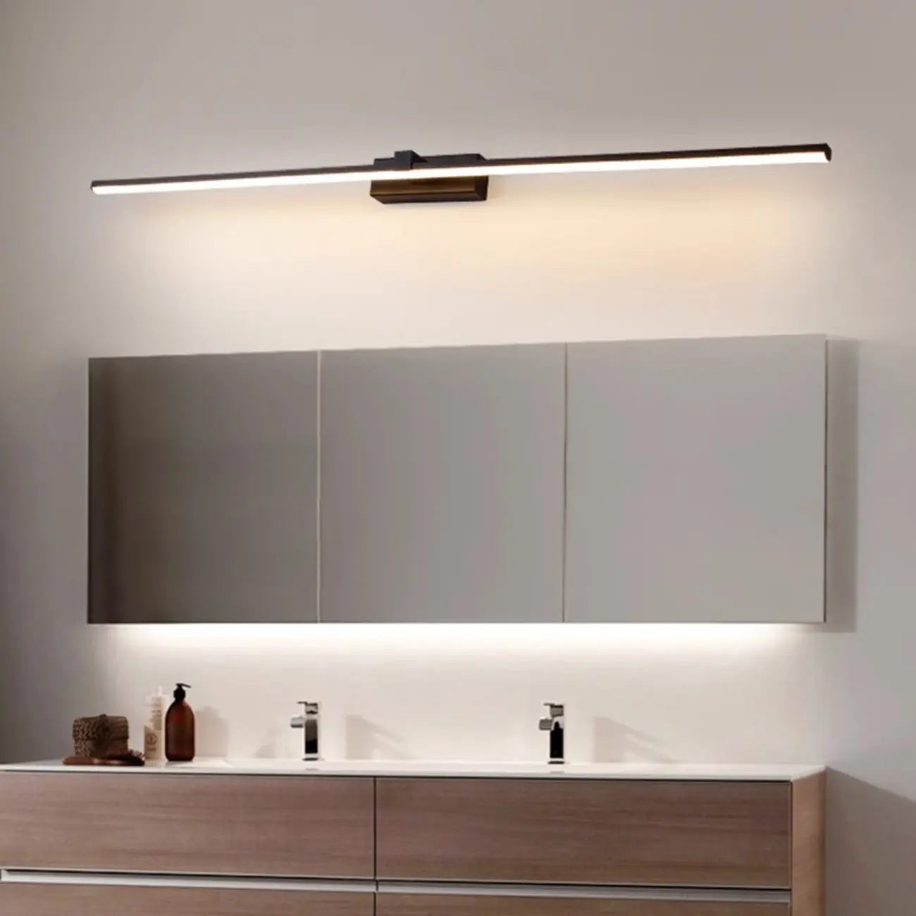 Minimalistic Long Linear LED Vanity Light with Natural Light