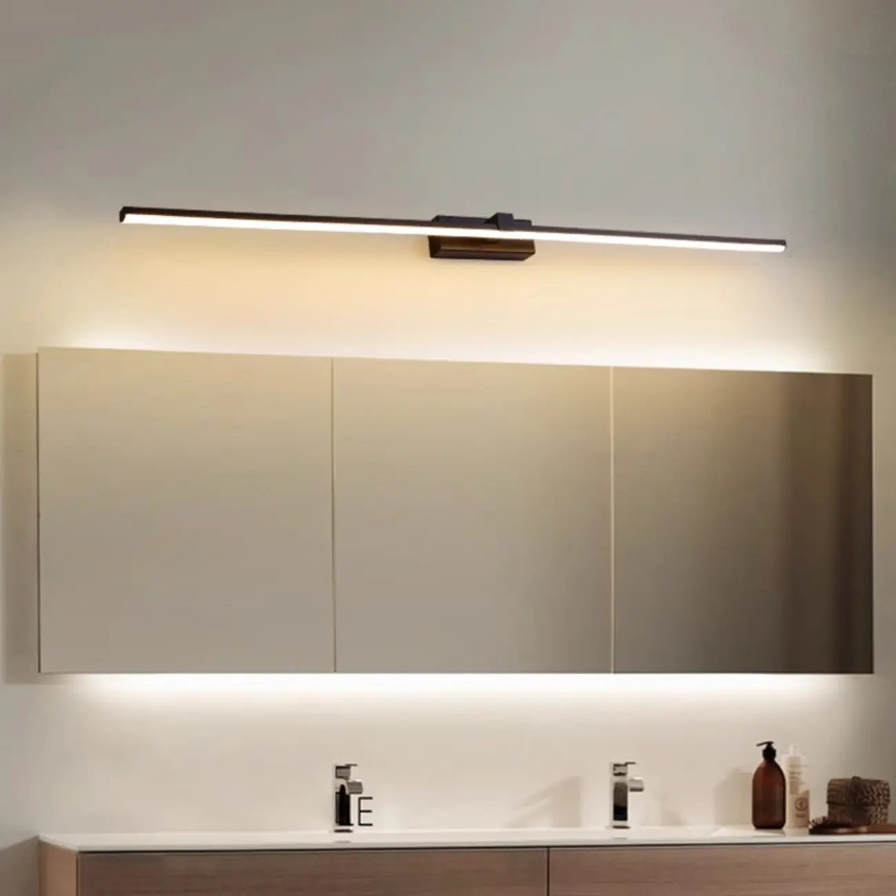 Minimalistic Long Linear LED Vanity Light with Natural Light