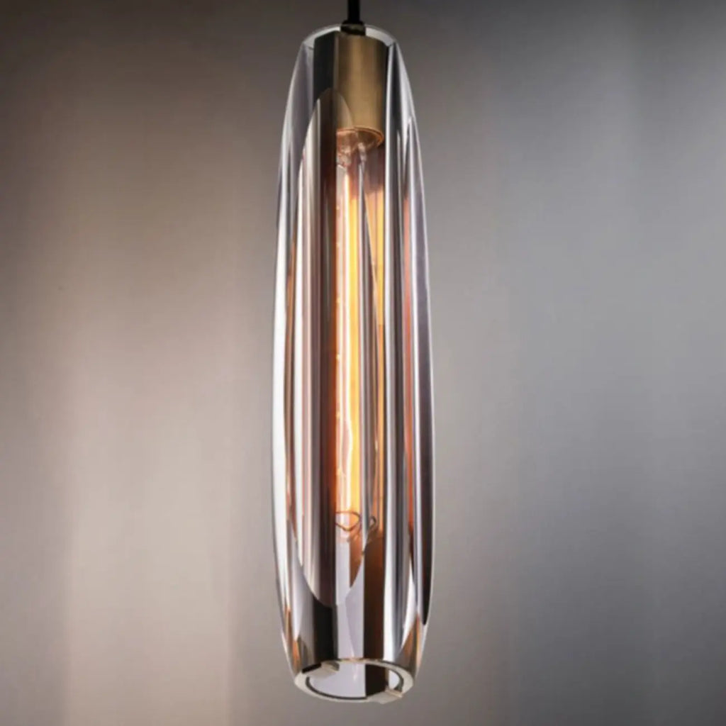 Modern Cylinder Crystal Pendant Light LED for Kitchen Dining