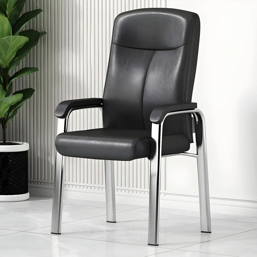 HomeyFad Modern Leather Metal 4-Leg Office Chair with Arms