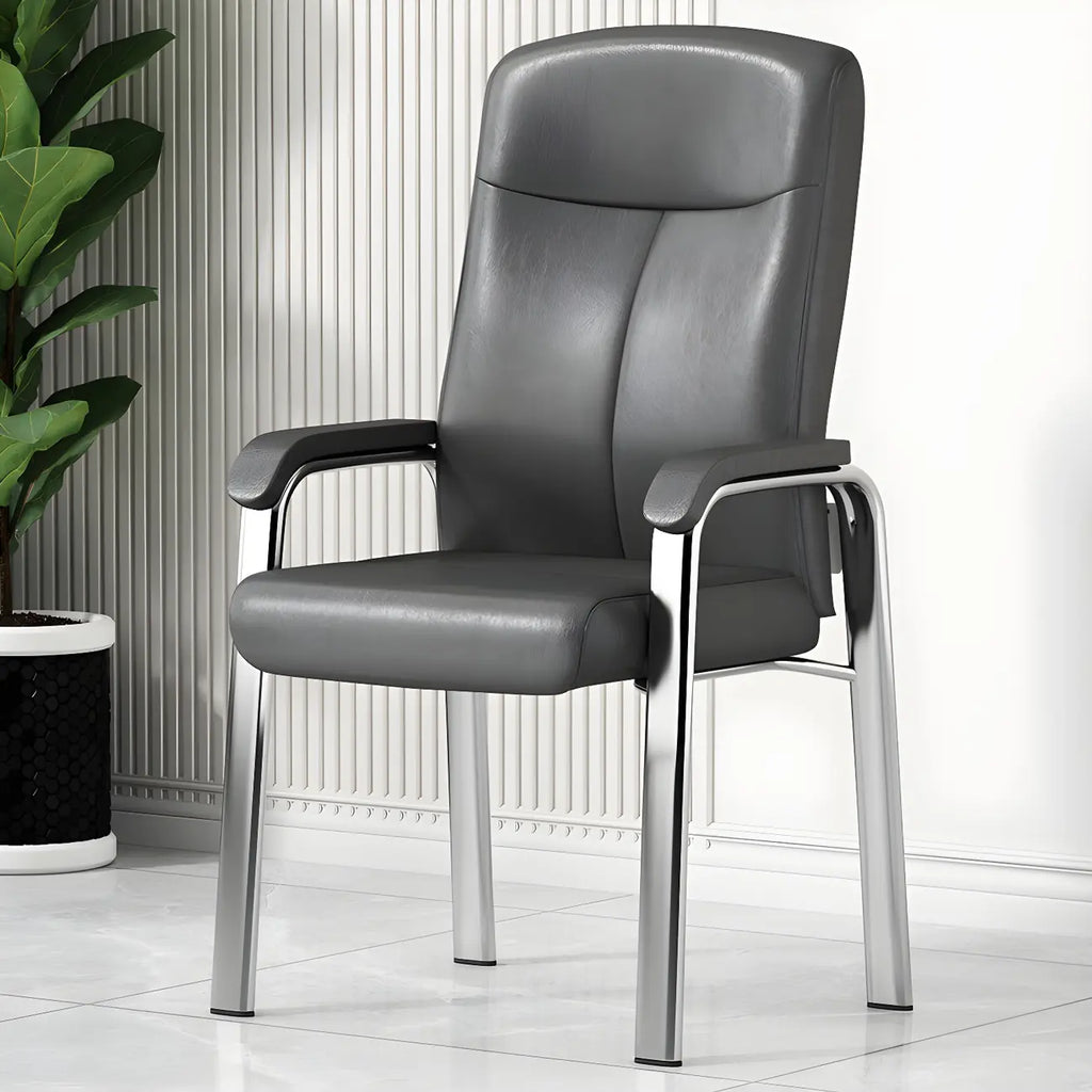 HomeyFad Modern Leather Metal 4-Leg Office Chair with Arms