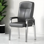 HomeyFad Modern Leather Metal 4-Leg Office Chair with Arms