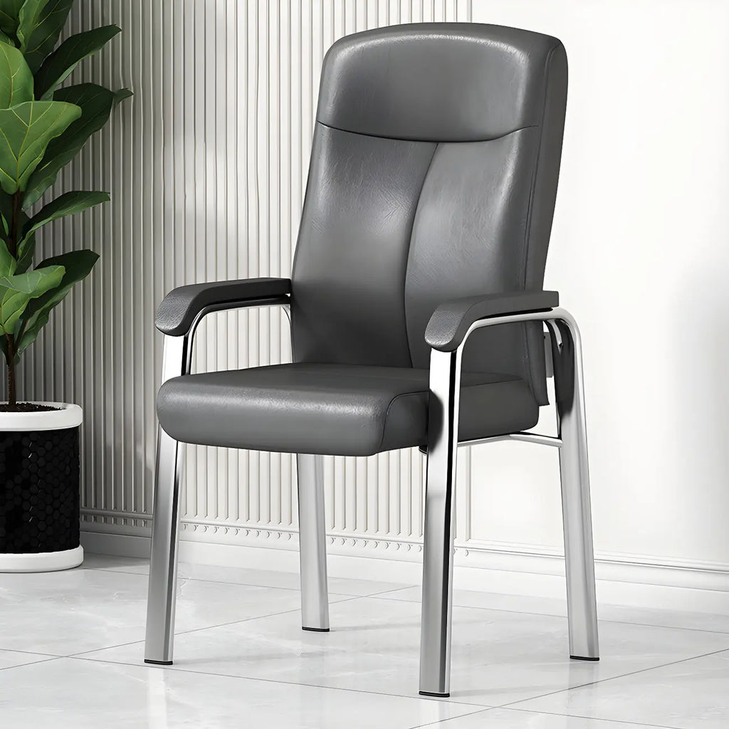 HomeyFad Modern Leather Metal 4-Leg Office Chair with Arms