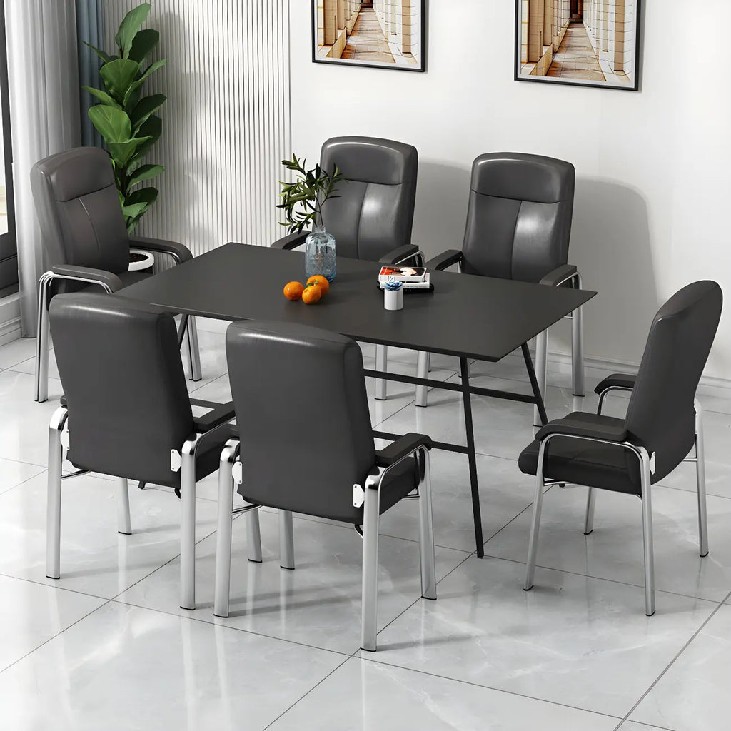 HomeyFad Modern Leather Metal 4-Leg Office Chair with Arms