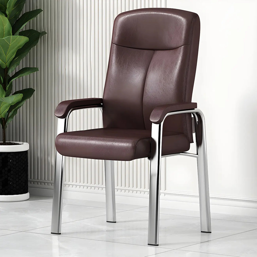 HomeyFad Modern Leather Metal 4-Leg Office Chair with Arms
