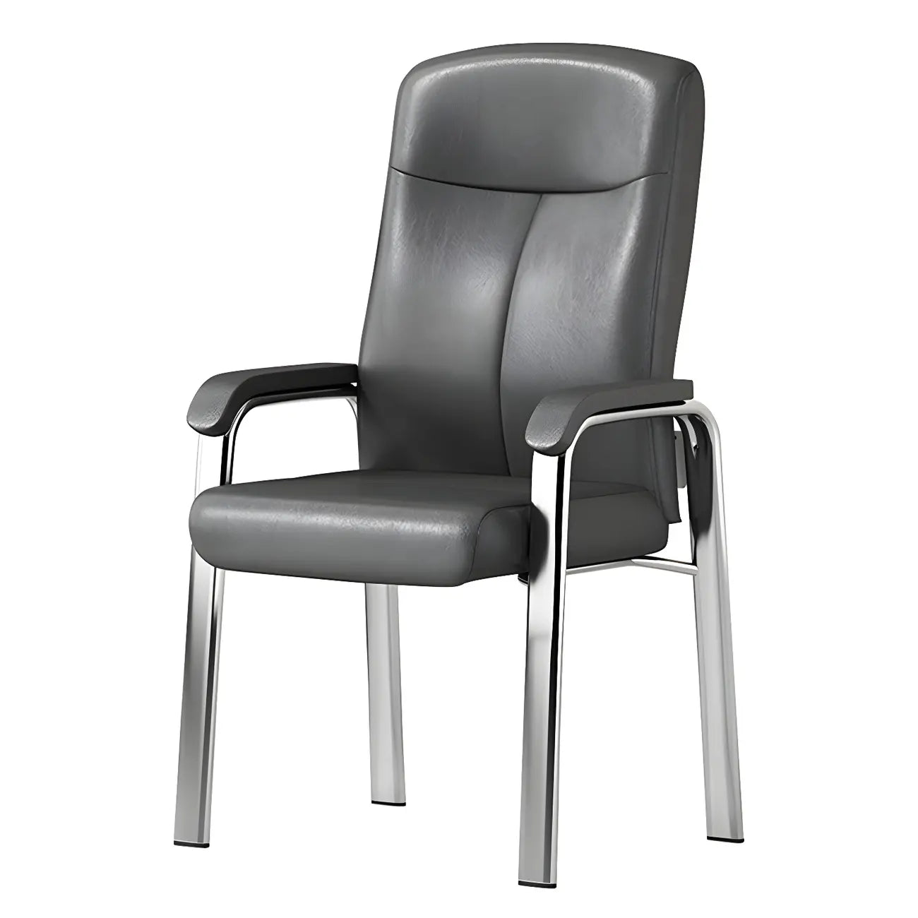HomeyFad Modern Leather Metal 4-Leg Office Chair with Arms
