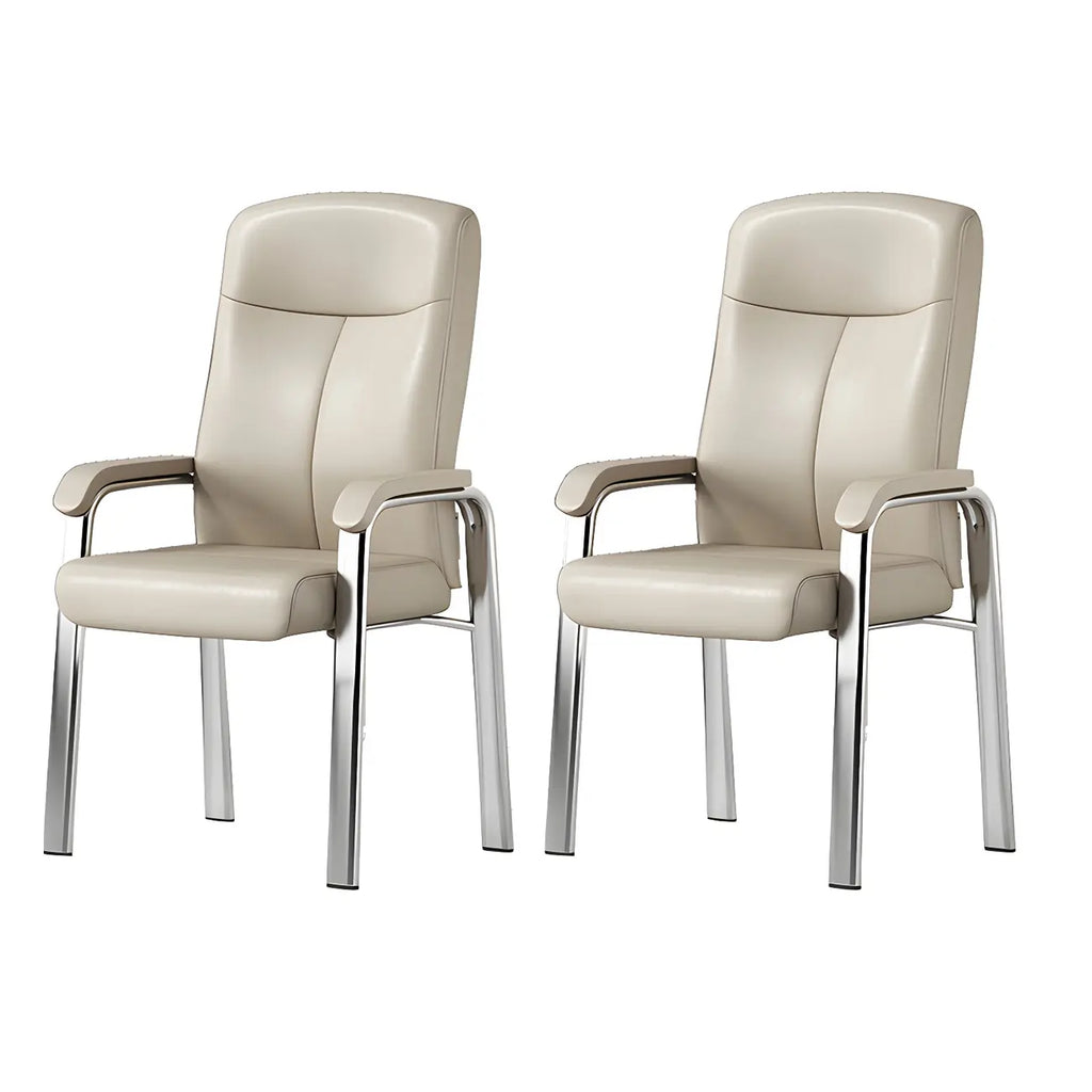 HomeyFad Modern Leather Metal 4-Leg Office Chair with Arms