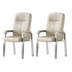 HomeyFad Modern Leather Metal 4-Leg Office Chair with Arms