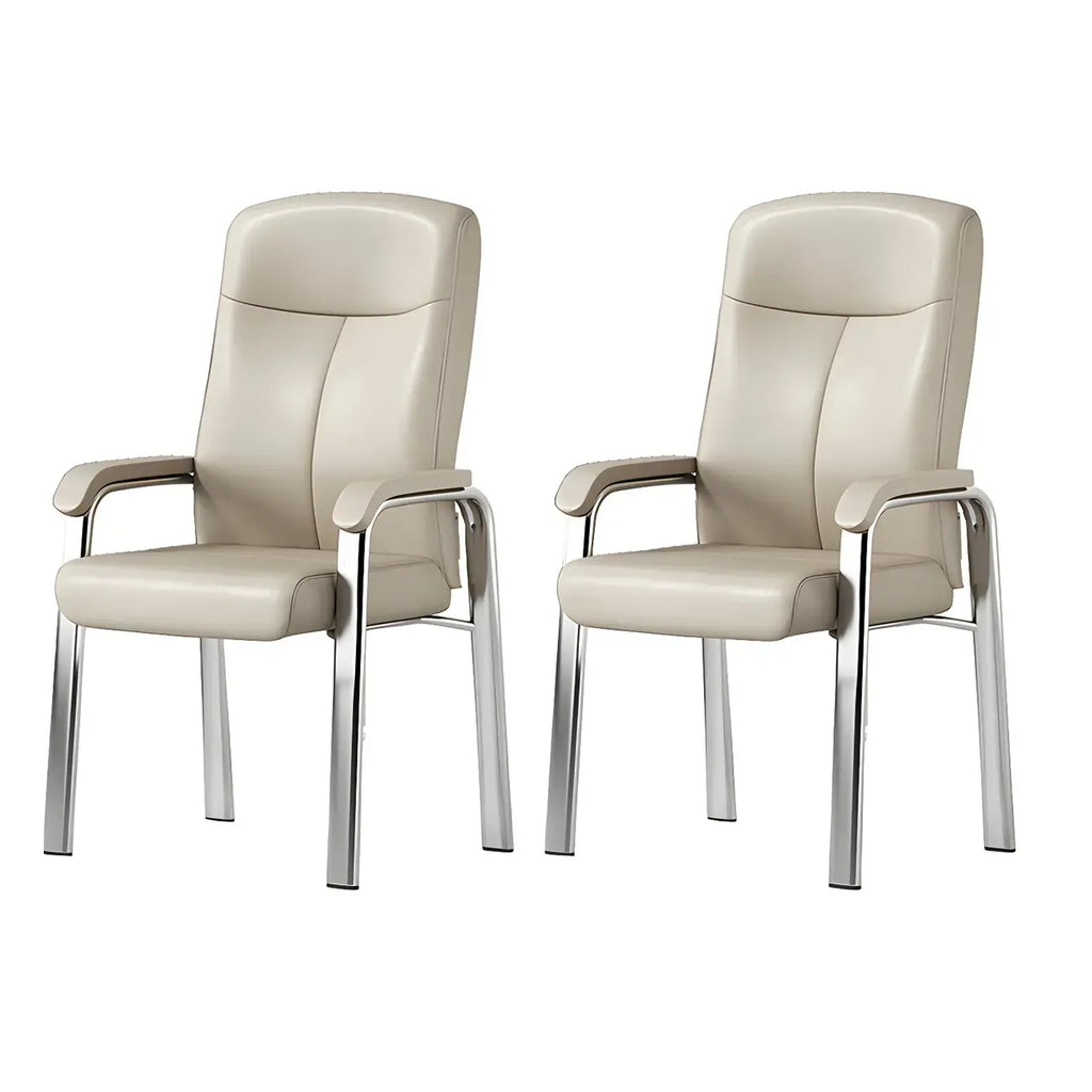 HomeyFad Modern Leather Metal 4-Leg Office Chair with Arms