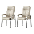 HomeyFad Modern Leather Metal 4-Leg Office Chair with Arms