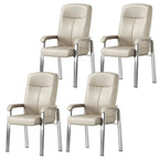 HomeyFad Modern Leather Metal 4-Leg Office Chair with Arms