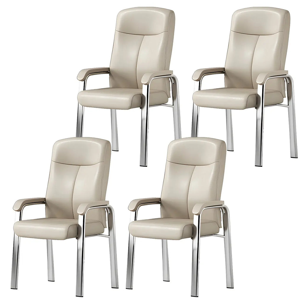 HomeyFad Modern Leather Metal 4-Leg Office Chair with Arms