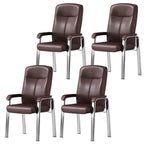 HomeyFad Modern Leather Metal 4-Leg Office Chair with Arms
