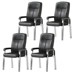 HomeyFad Modern Leather Metal 4-Leg Office Chair with Arms